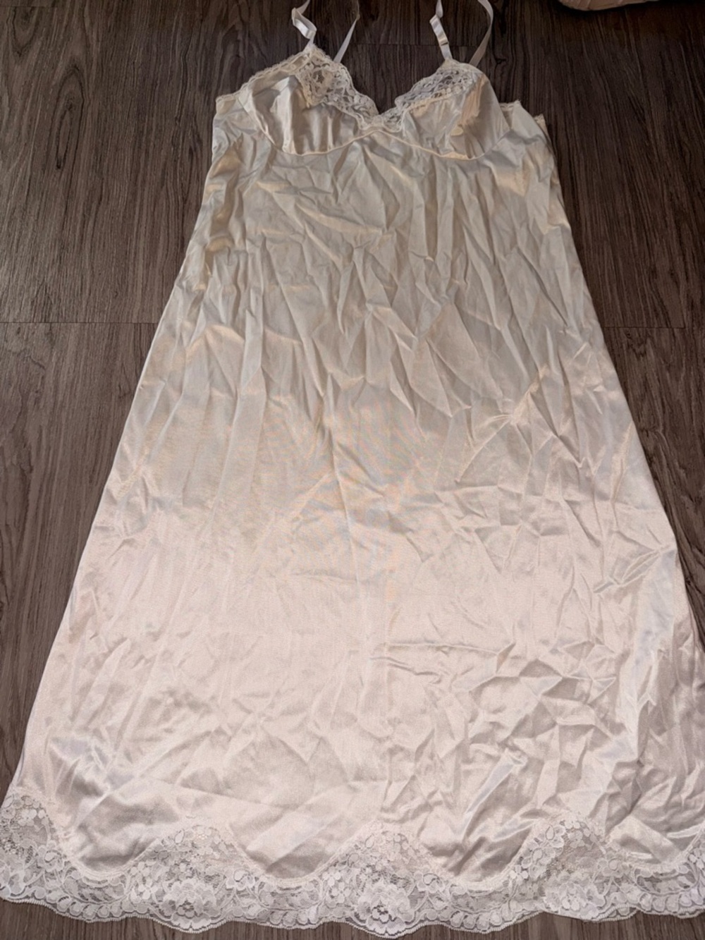 Silky Lace-Trim Slip Dress in Ivory - Picture 1 of 4